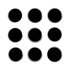 Brush circles in line art style. Round frame set. Grunge texture. Vector illustration. stock image.