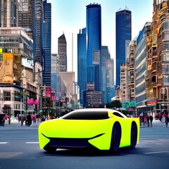 Futuristic car in city - generative ai