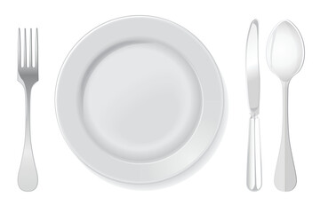 vector icon plate with spoon, knife and fork