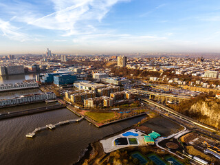 Aerial Drone Sunrise in Weehawken New Jersey