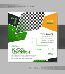 School admission social media post and web banner design template 2023