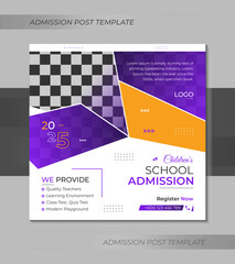 School admission social media post and web banner design template 2023
