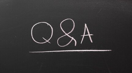 Q and A Letter drawn with chalk on blackboard