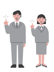 指差しをするオペレーターの男女のイラスト