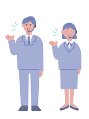Fototapeta premium 案内をするオペレーターの男女のイラスト