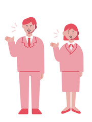 案内をするオペレーターの男女のイラスト