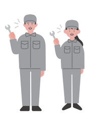 工具を持った作業員のイラスト