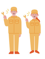 工具を持った作業員のイラスト