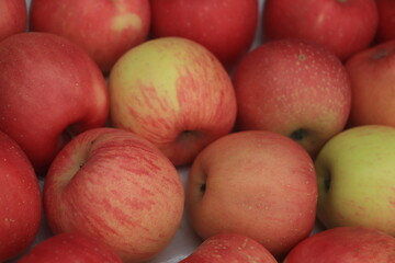 closeup red apples in market and ready to sell