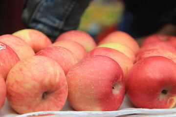 background with fresh red apples