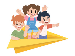 children playing with paper airplanes