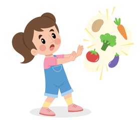 child hates vegetables - obrazy, fototapety, plakaty