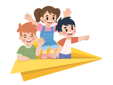 children playing with paper airplanes - Powered by Adobe