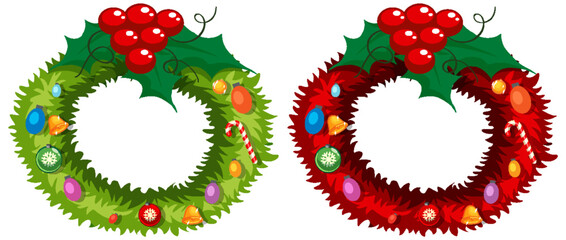 Christmas wreath decorated with holly