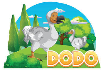 Dodo bird extinction animal cartoon logo in nature © GraphicsRF