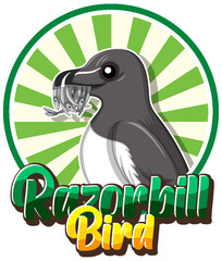 Razorbill bird logo with carton character