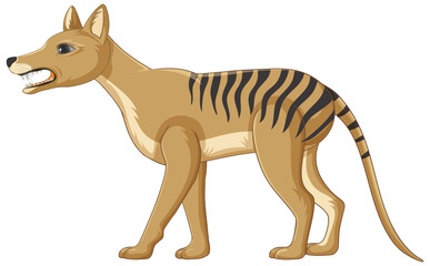 Obraz na płótnie Canvas Tasmanian tiger extinct animal vector