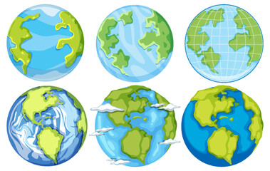 Set of earth globes isolated