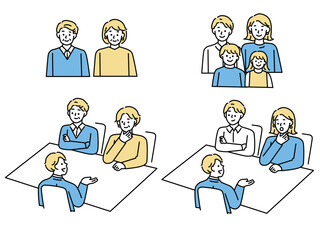 ビジネス イラスト(男女、見積、上司、先輩、相談、調査、アンケート、営業、リーダー、契約、プラン、セールス、パソコン、サービス) Business illustrations .investment, negotiation, questionnaire, sales, finance, contracts, plans, sales, personal computers, services