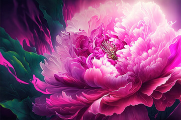 Pink Peony Background. Created with Generative AI Technology