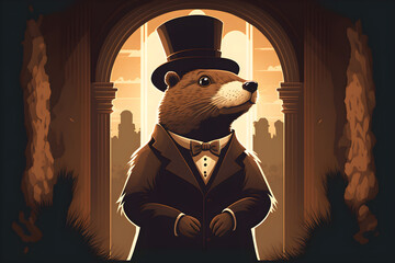 Groundhog Day background graphic design, groundhog Day vector illustration, background for groundhog Day 