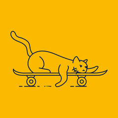 Cute Cat Playing Skateboard