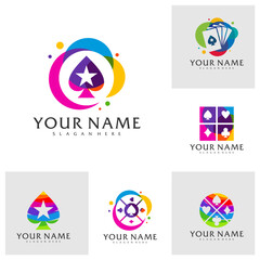 Set of Colorful Poker logo vector template, Creative Poker logo design concepts