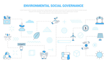 esg environmental social governance concept with icon set template banner with modern blue color style