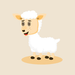 cute goat vector with white fur and shadow