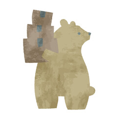 北欧風　荷物を運ぶクマ　イラスト素材