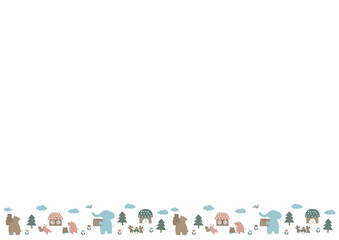かわいい動物たちのお引っ越し　イラスト背景素材