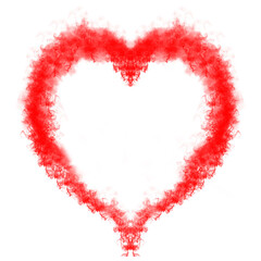 Red heart of fog or smoke isolated on transparent background. Vector illustration for your design.