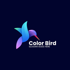Vector Logo Illustration Bird Gradient Colorful Style