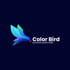 Vector Logo Illustration Bird Gradient Colorful Style