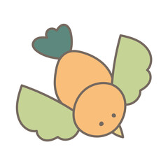 飛んでいるかわいい小鳥のイラスト素材