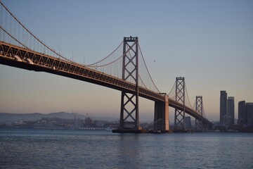 San Francisco Bay Bridge at dusk