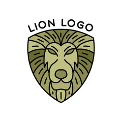 Lion Shield Logo Design Vector Animal illustration silhouette wildcat badge symbol icon