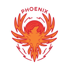 Phoenix Bird Logo Design Vintage Emblem Vector illustration Badge Symbol Icon