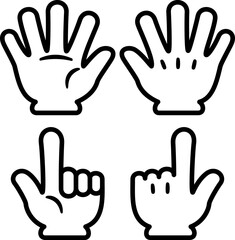 Obraz premium 開いた手と指さす手のアイコンセット
