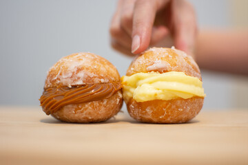 Sonho de Padaria Brasileira, Brazilian pastry donut, Bavarian Cream doughnut, Berliner, Bola de Berlim, German Donut