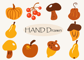 set hand drawn autumn