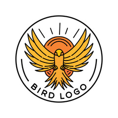 Phoenix Bird Logo Design Vintage Emblem Vector illustration Badge Symbol Icon