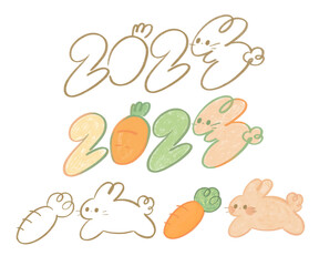 Happy new year 2023 with rabbit and carrot