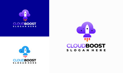 Rocket Cloud Logo designs concept vector, Cloud Boost logo template