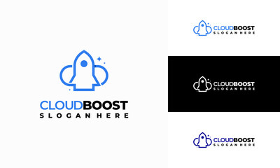 Rocket Cloud Logo designs concept vector, Cloud Boost logo template