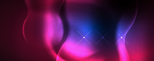 Neon glowing waves, magic energy space light concept, abstract background wallpaper design