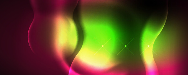 Neon glowing waves, magic energy space light concept, abstract background wallpaper design