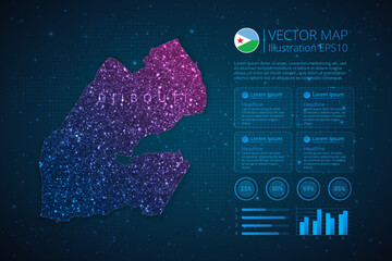 Fototapeta na wymiar Djibouti map infographics template for diagram, graph, presentation and chart with abstract geometric mesh polygonal light concept on blue background. Vector Illustration EPS10.