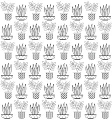 Title: Organic Plants background pattern. Organic decorative home plants and tropical plants background pattern. Hand drawn abstract leaves pattern. Hand drawn seamless pattern.

