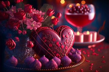 Valentines Day Heart Cake, generative ai